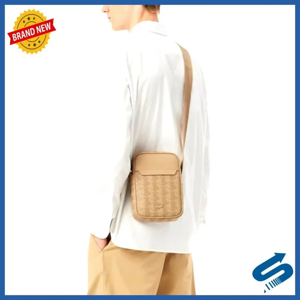 Men's Structured Satchel with Adjustable Crossbody Strap, PVC Material